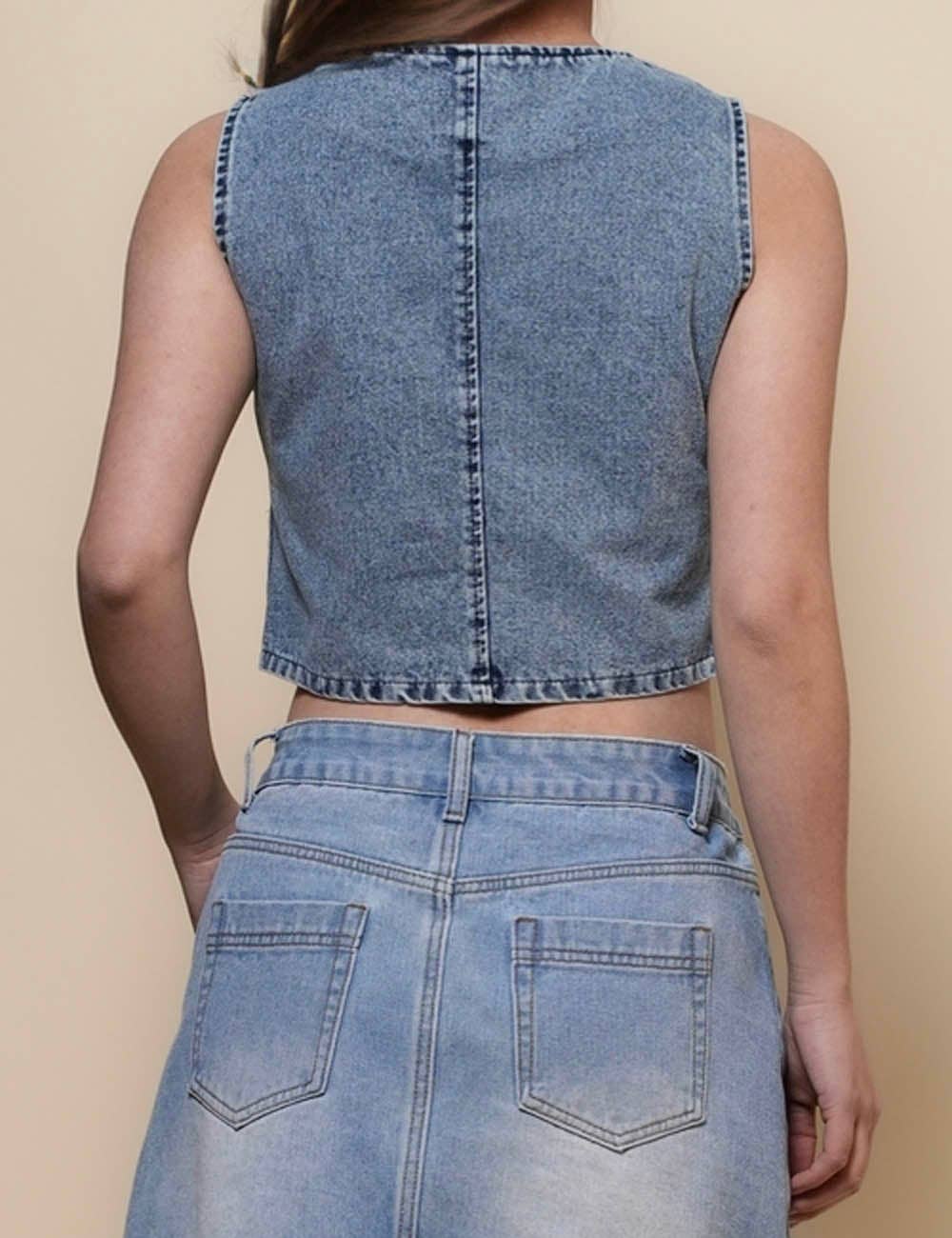 V-Neck Denim Vest