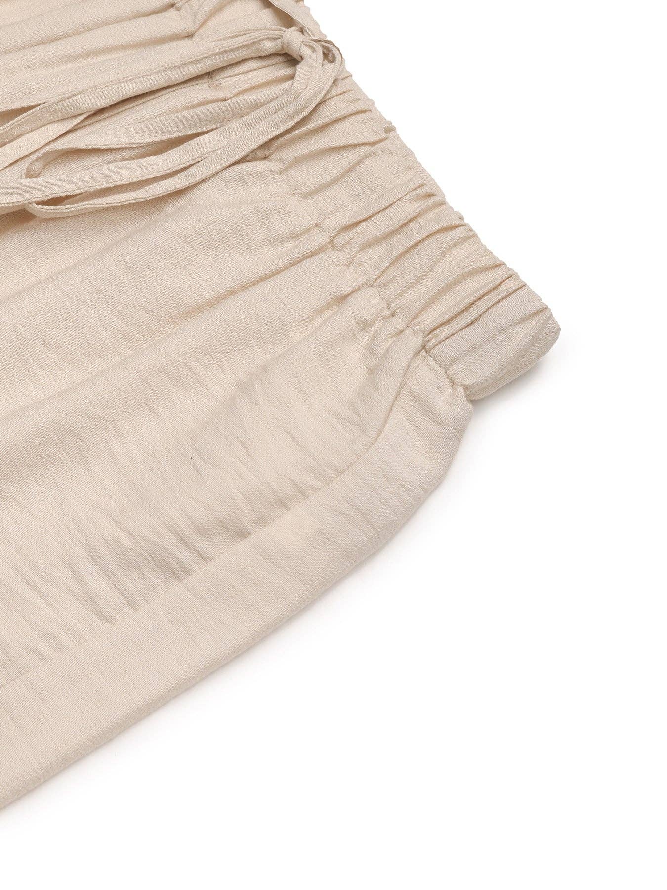 Relaxed Fit High-Waisted Drawstring Trousers