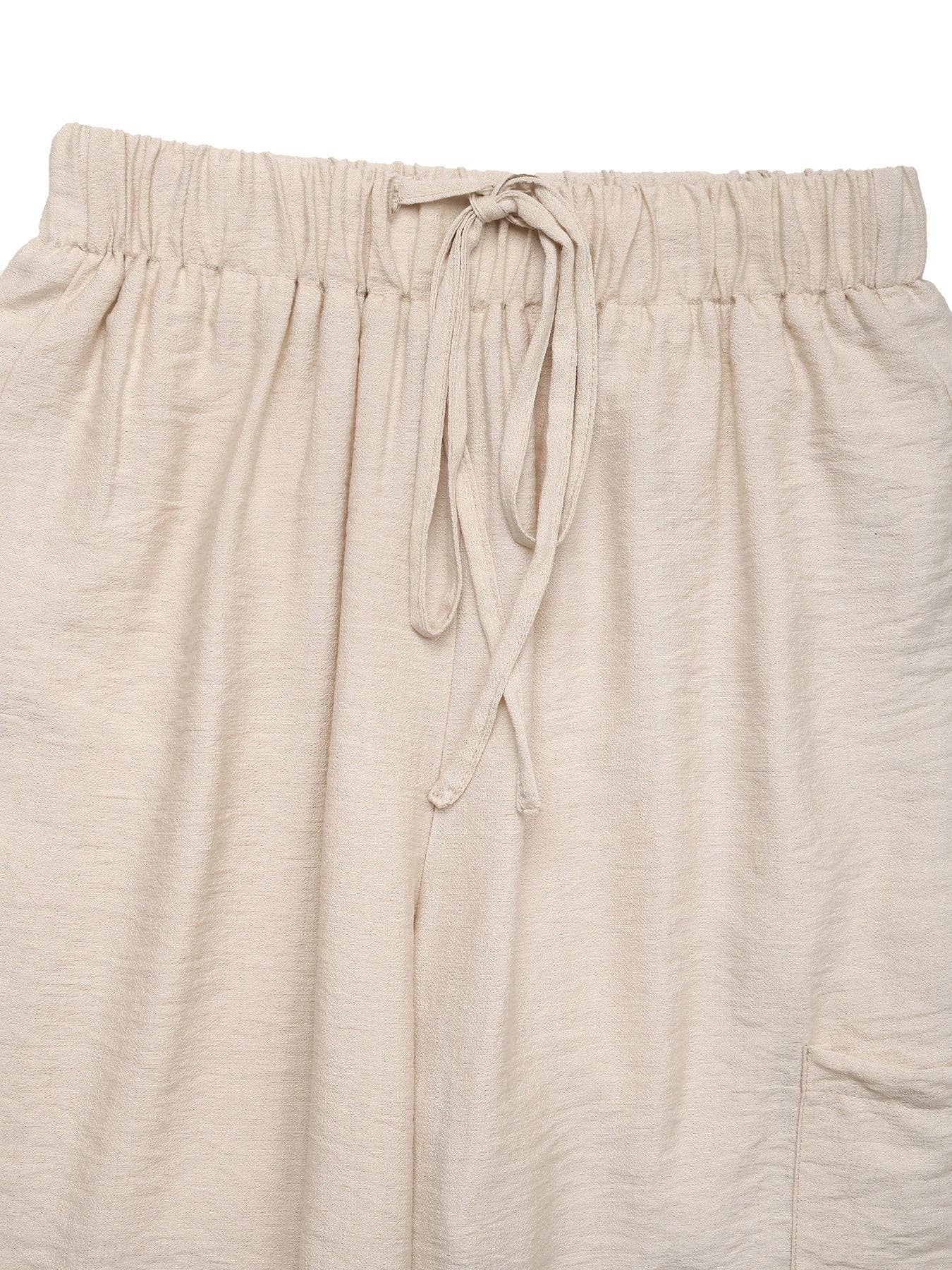 Relaxed Fit High-Waisted Drawstring Trousers