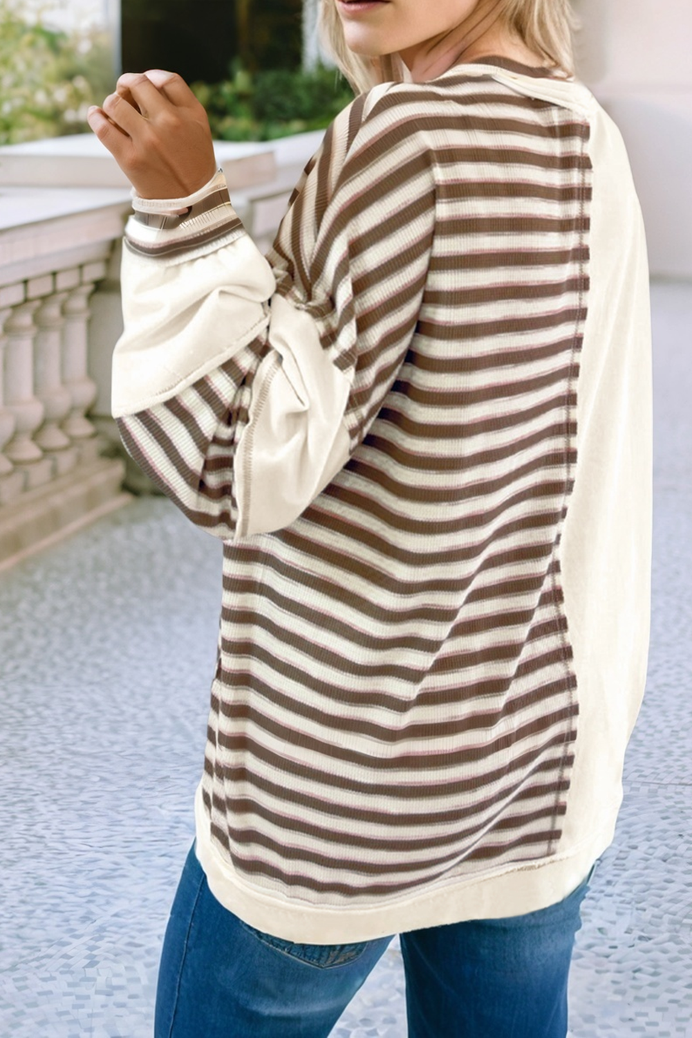 Stitched Patchwork Oversized Pullover