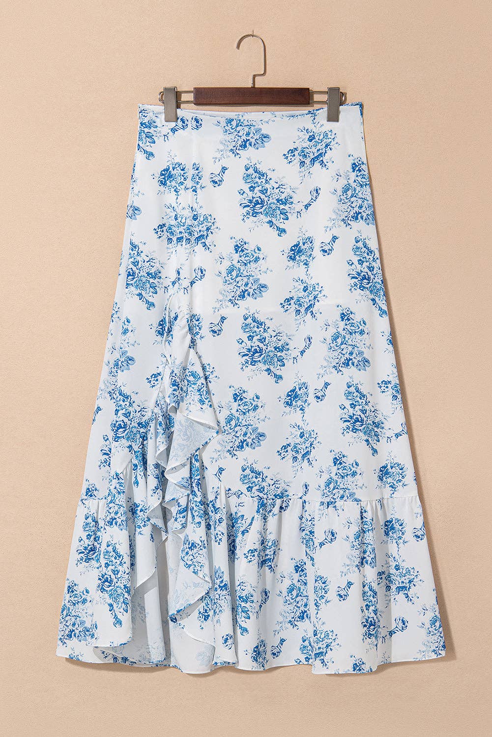 Floral Slit Ruffle Skirt