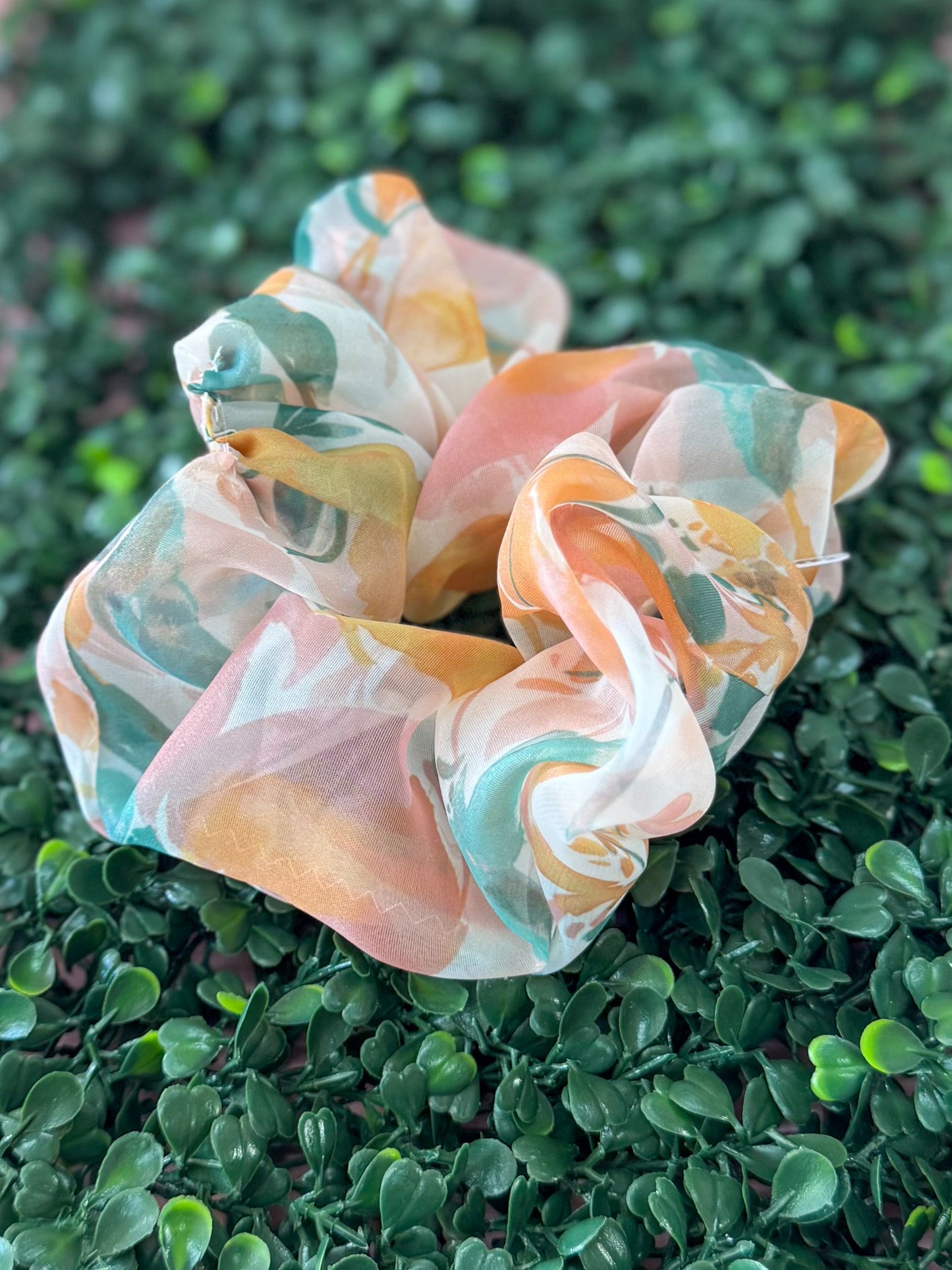 Chiffon Orange Scrunchie