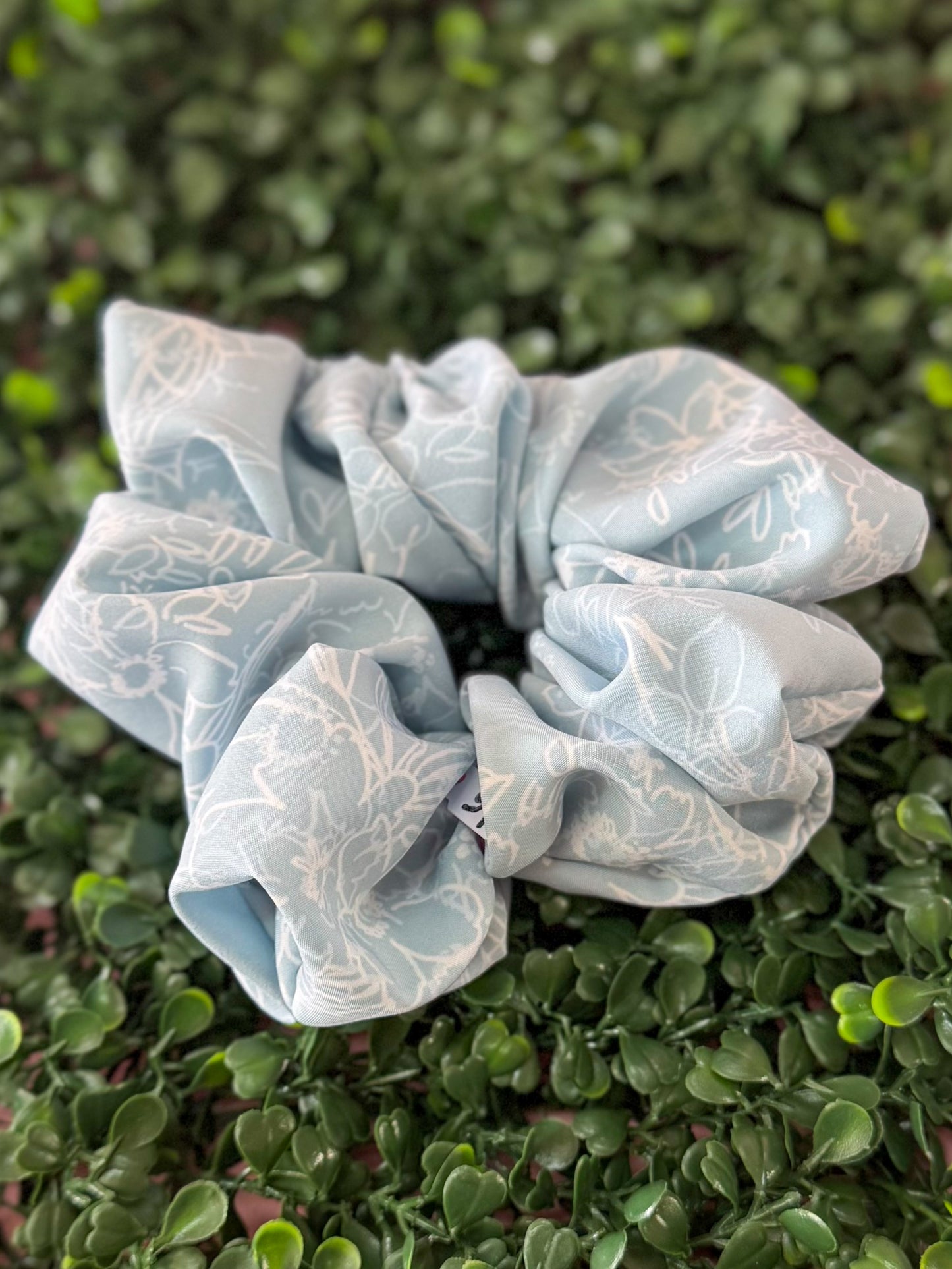 Blue & White Floral Scrunchie