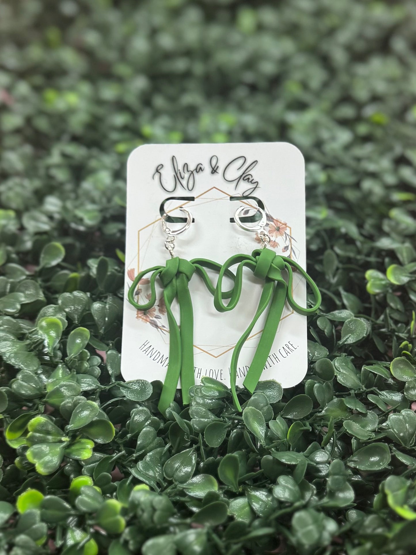 Thin Bow Clay Earring Dangles