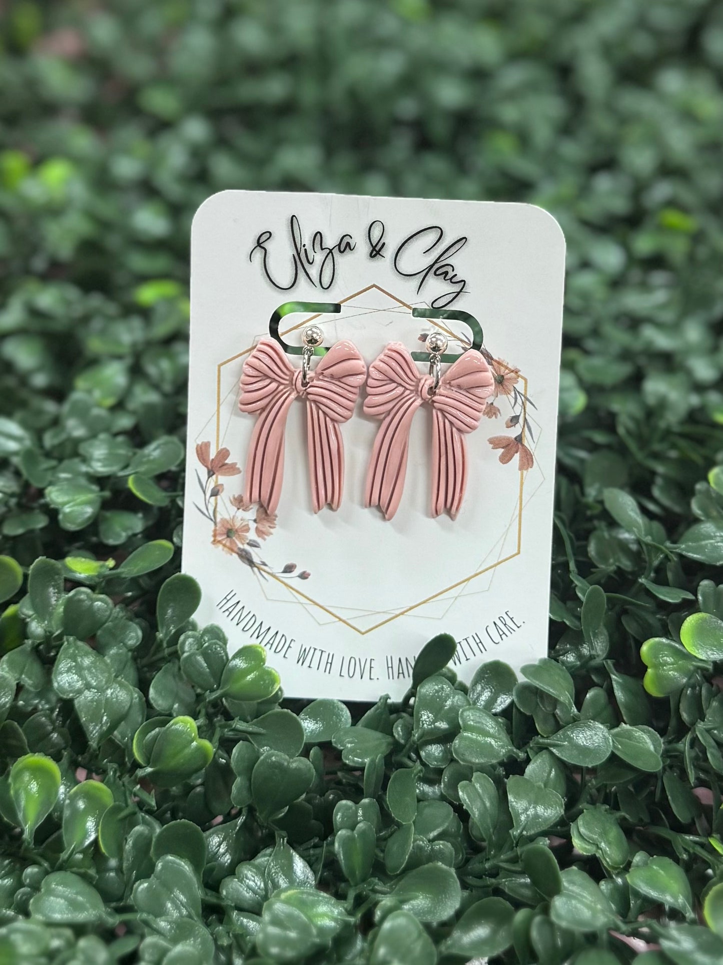 Embossed Bow Clay Earring Dangels