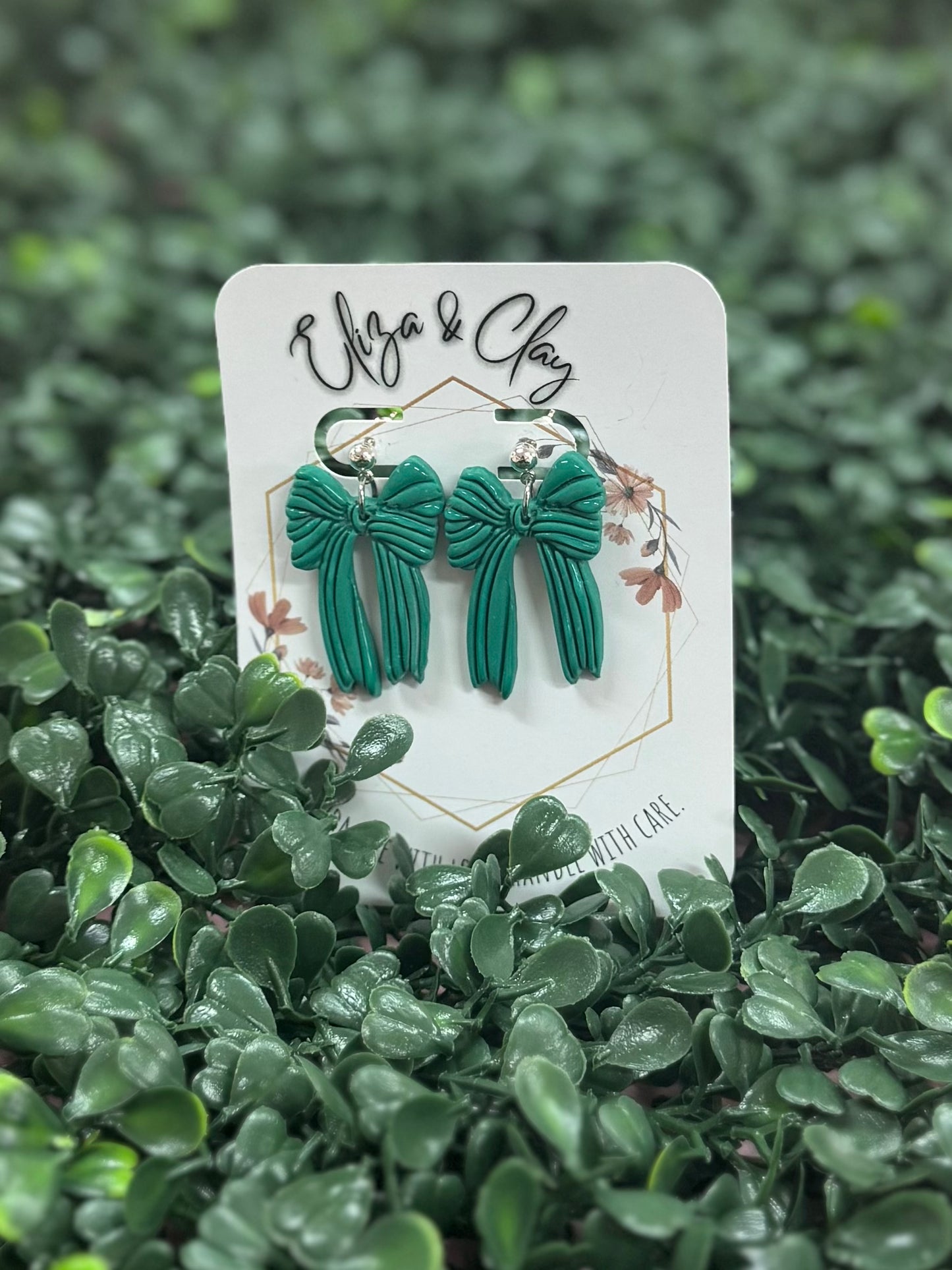 Embossed Bow Clay Earring Dangels