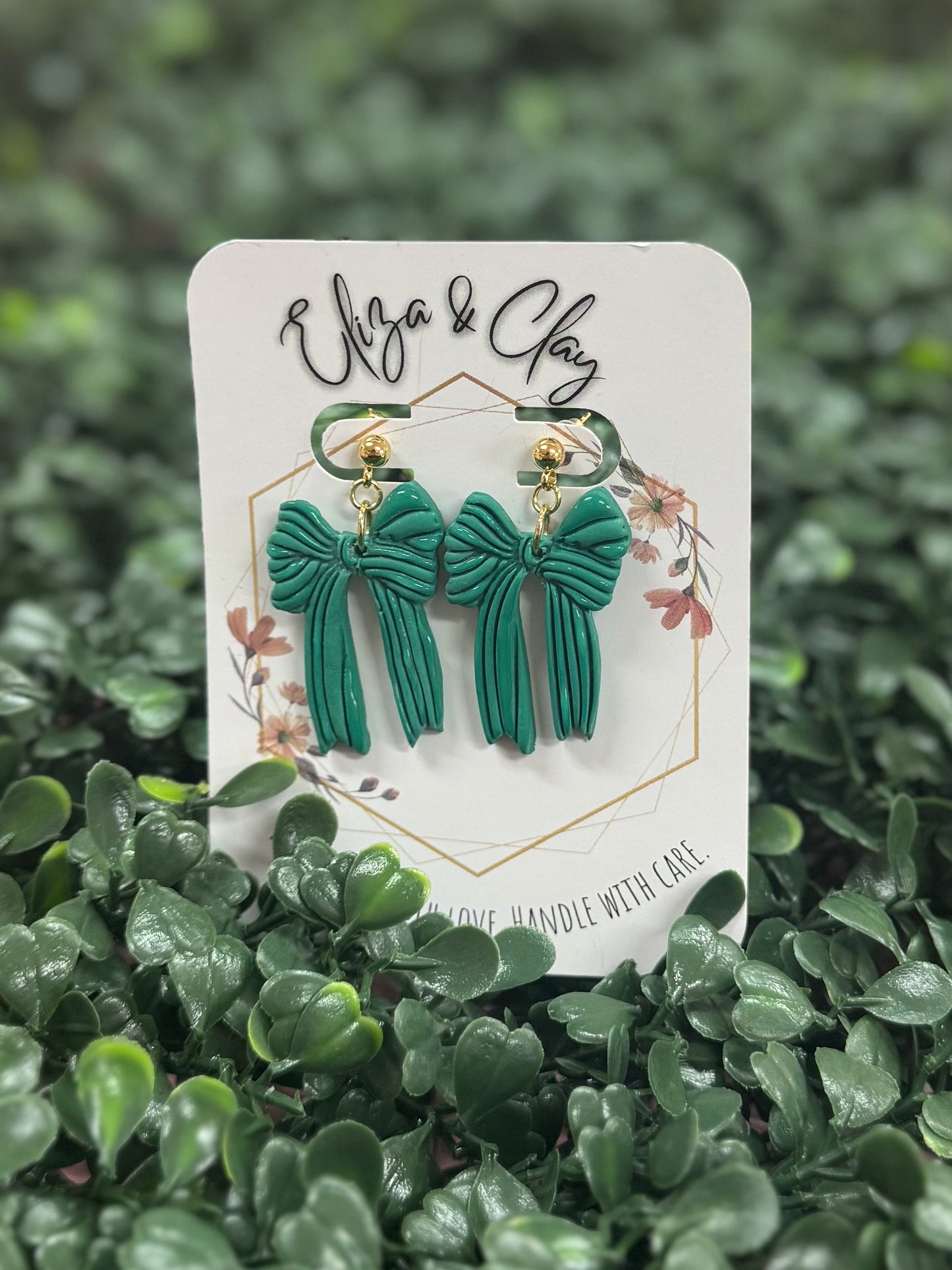 Embossed Bow Clay Earring Dangels