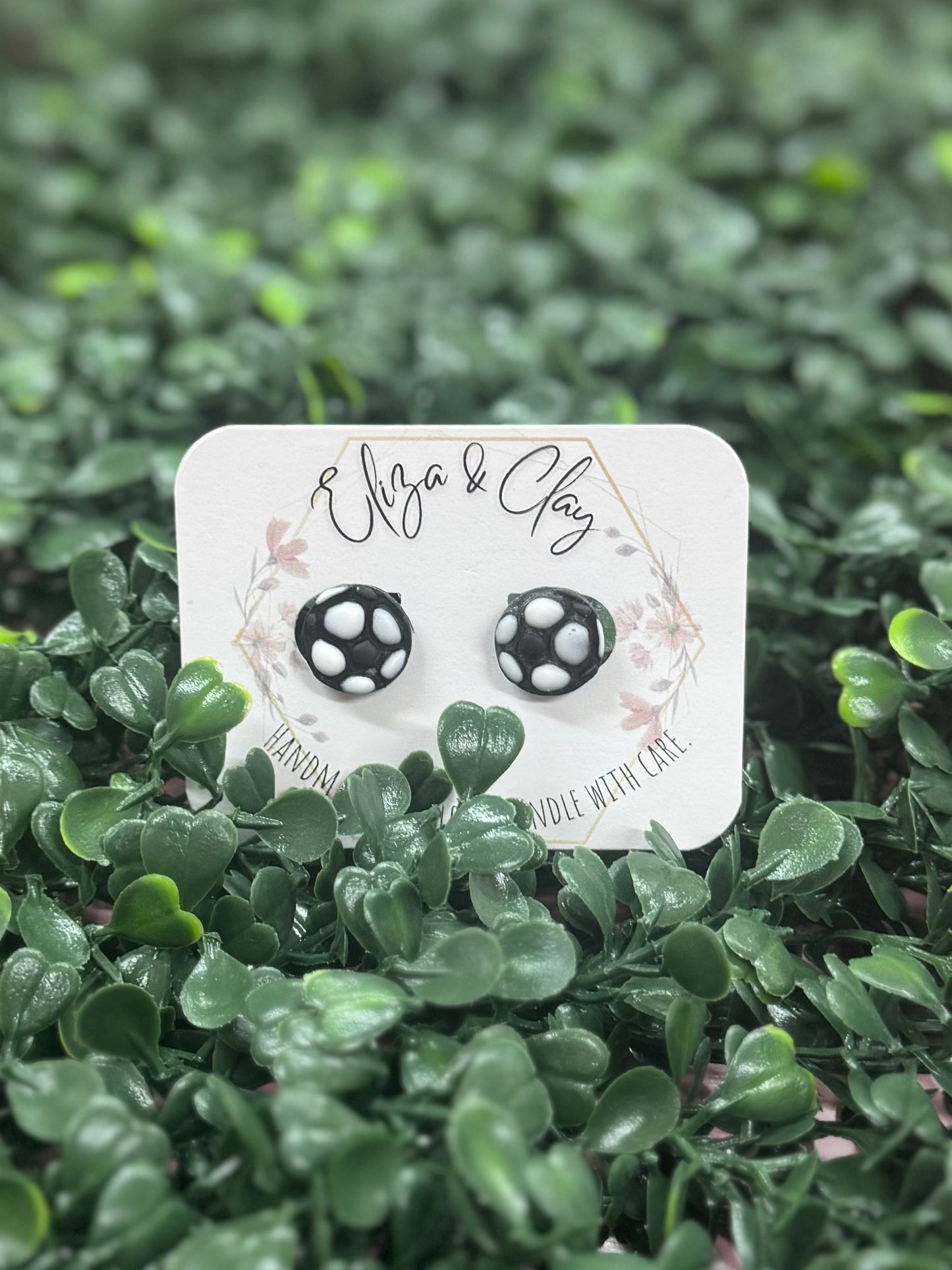 Soccer Clay Earring Studs