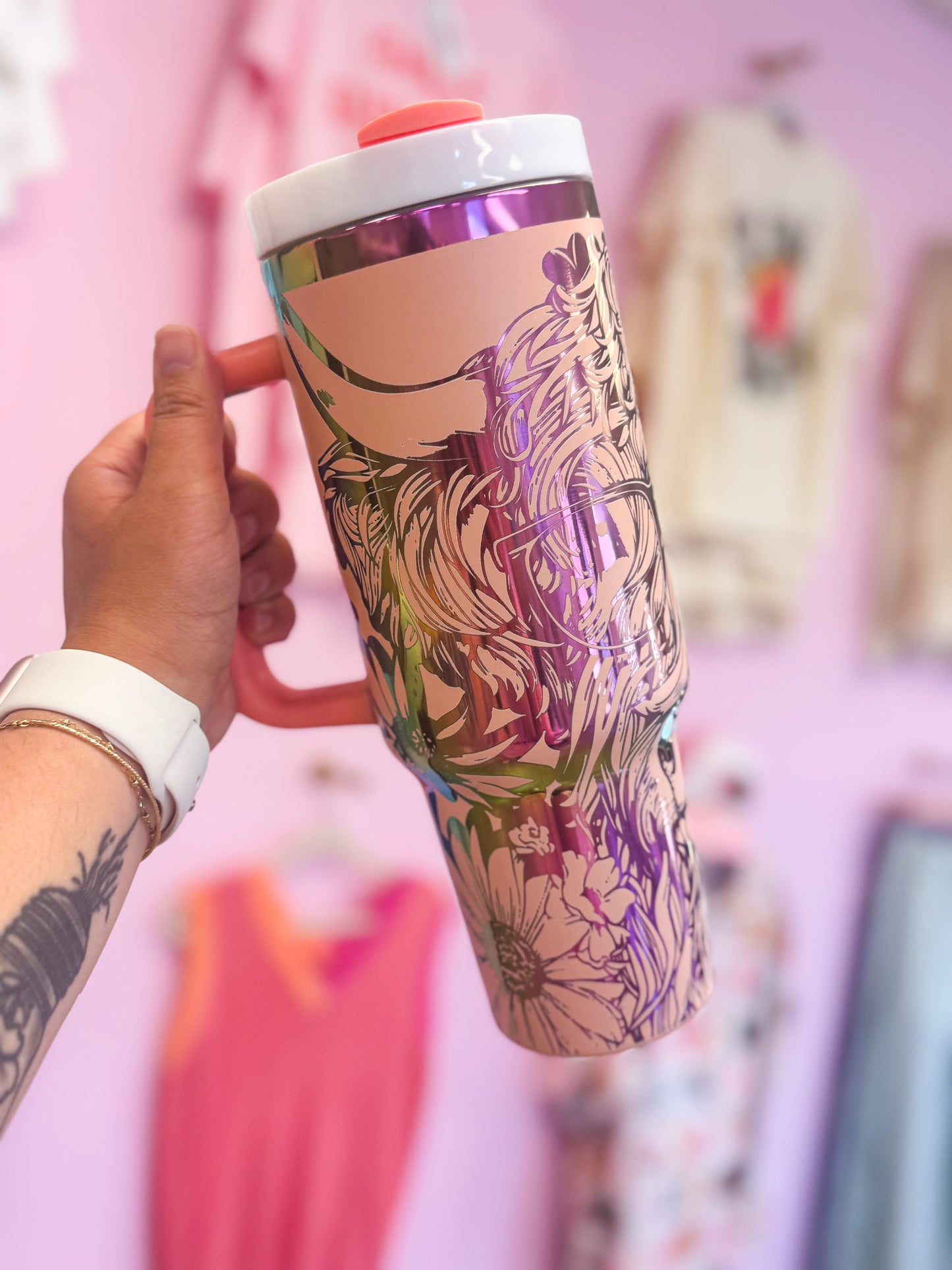 Highland Cow With Glasses 40oz Tumbler