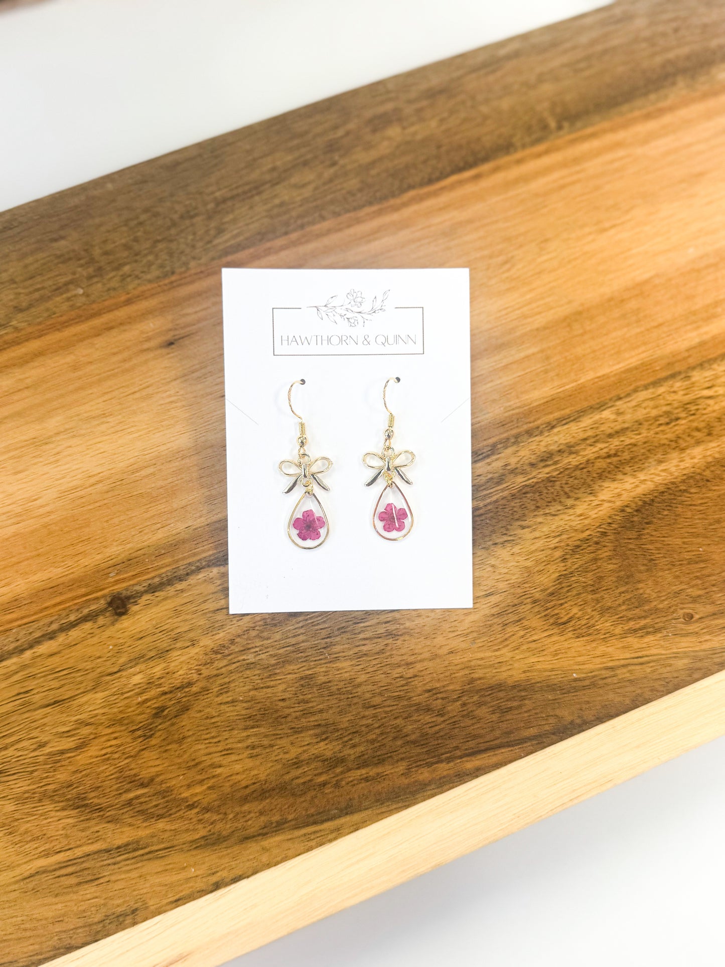 Bow + Teardrop Resin Dangle Earrings