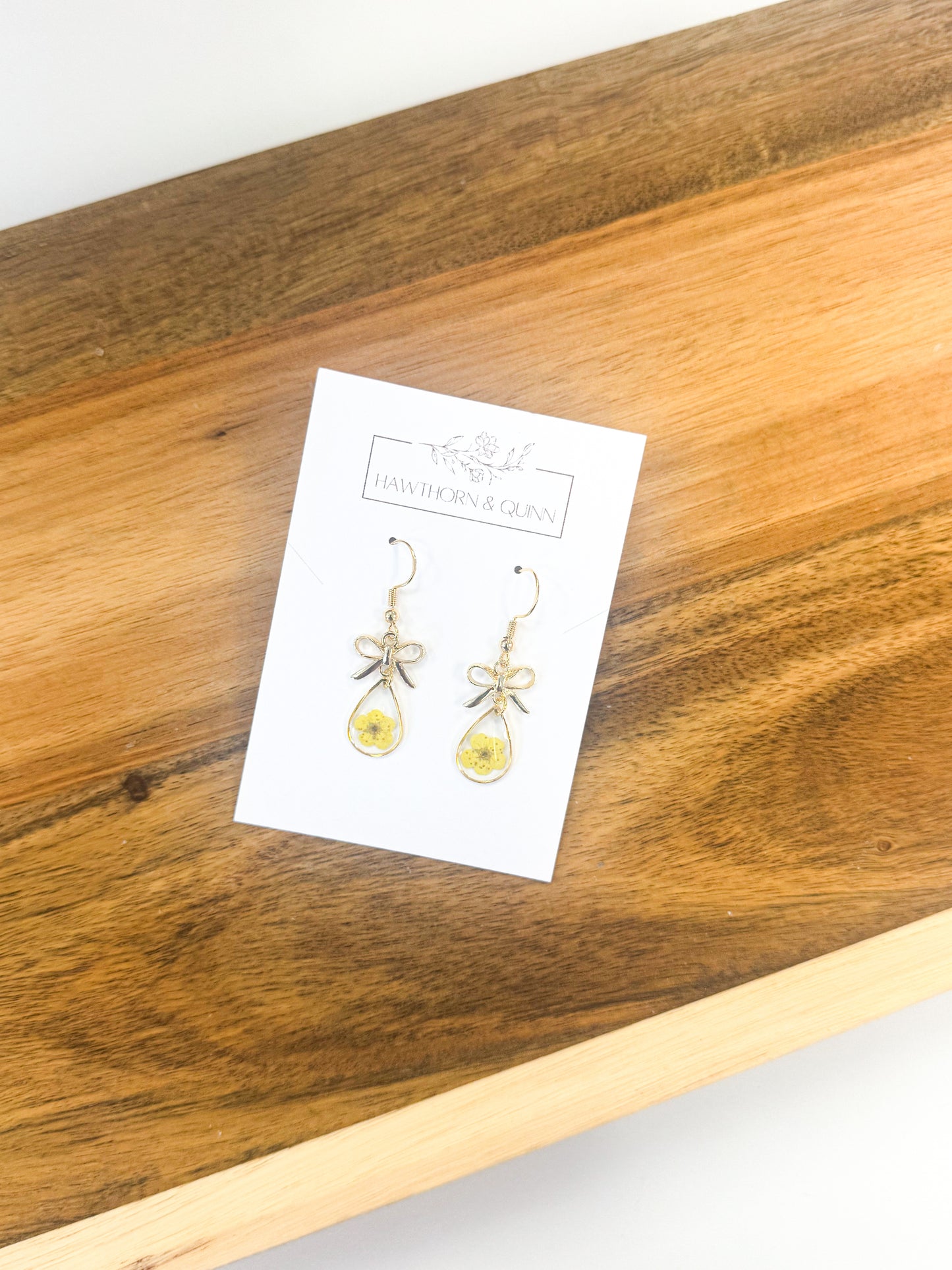 Bow + Teardrop Resin Dangle Earrings