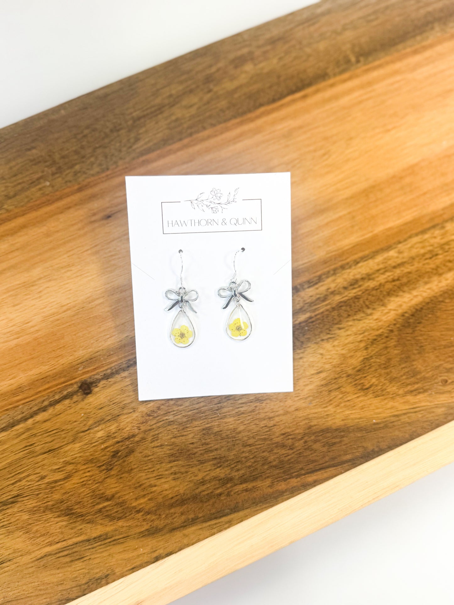 Bow + Teardrop Resin Dangle Earrings
