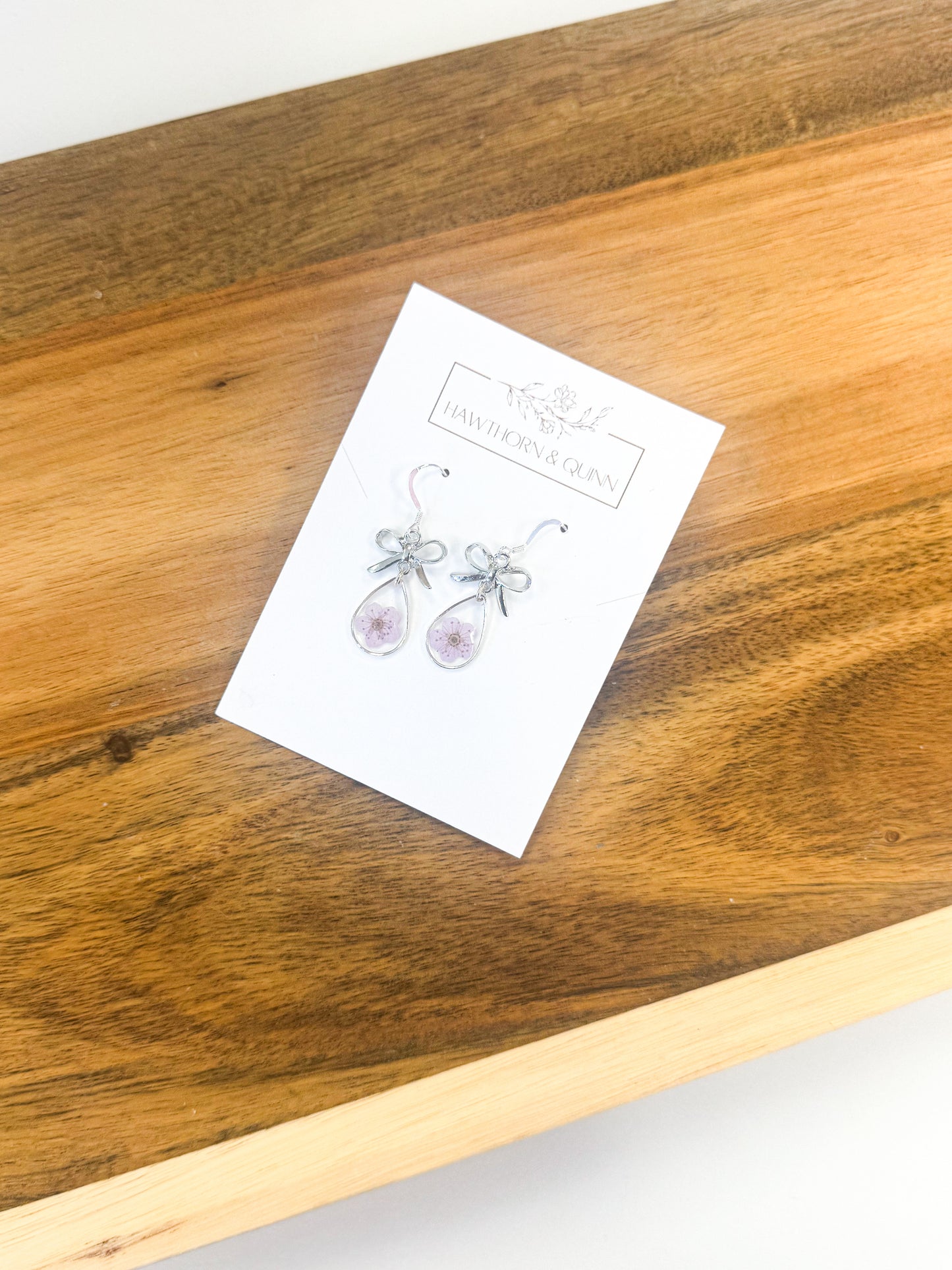 Bow + Teardrop Resin Dangle Earrings