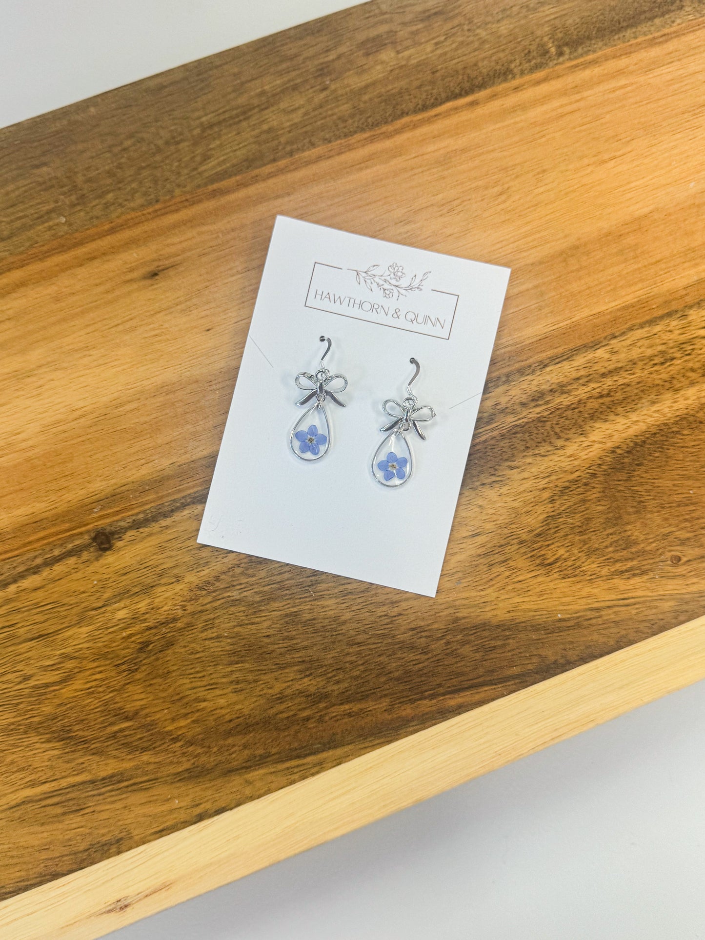 Bow + Teardrop Resin Dangle Earrings