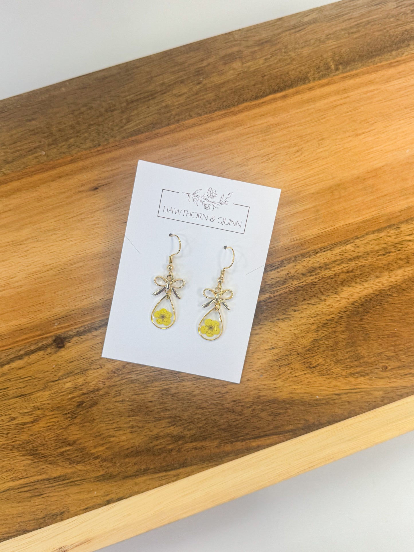 Bow + Teardrop Resin Dangle Earrings