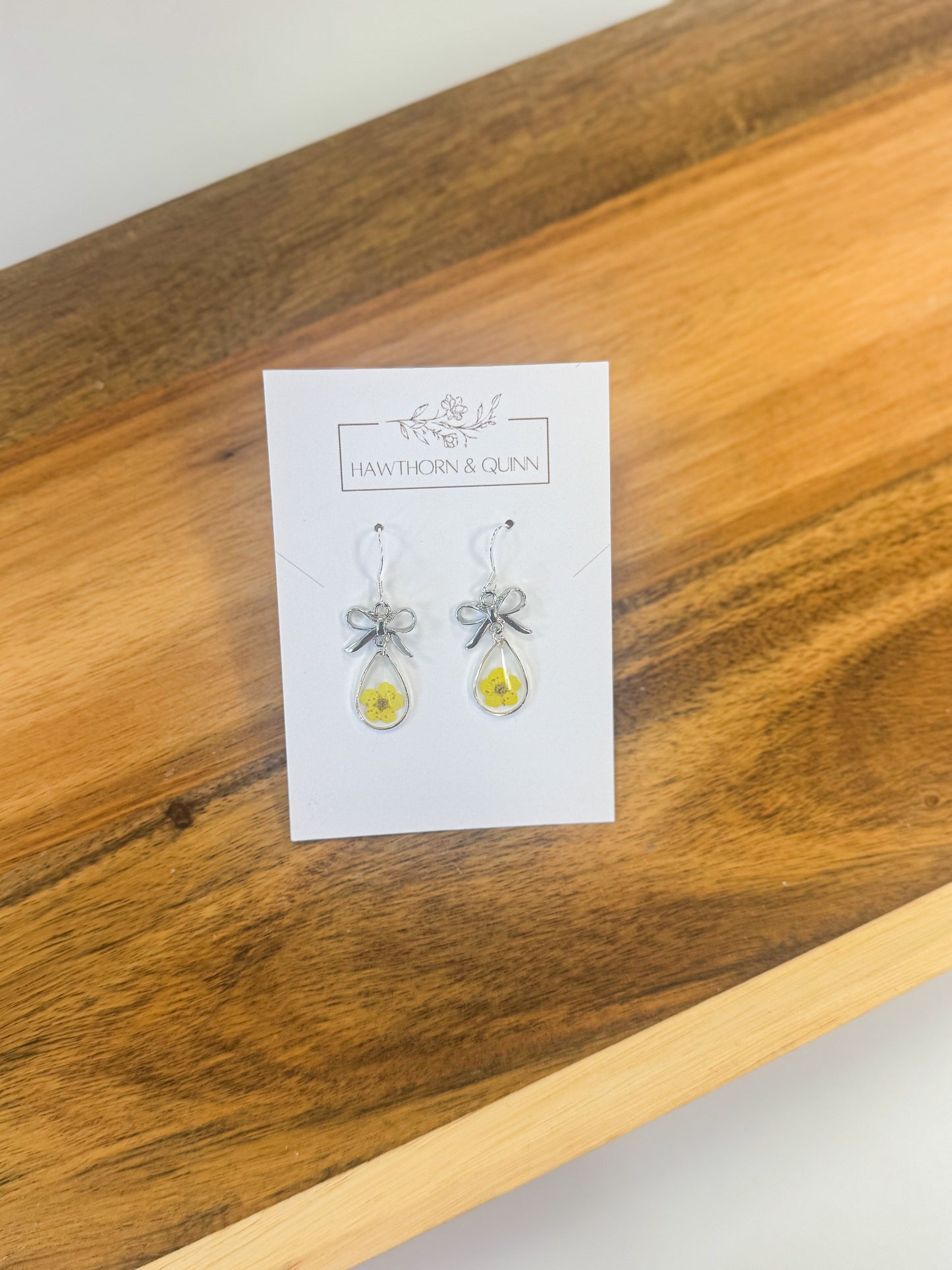 Bow + Teardrop Resin Dangle Earrings