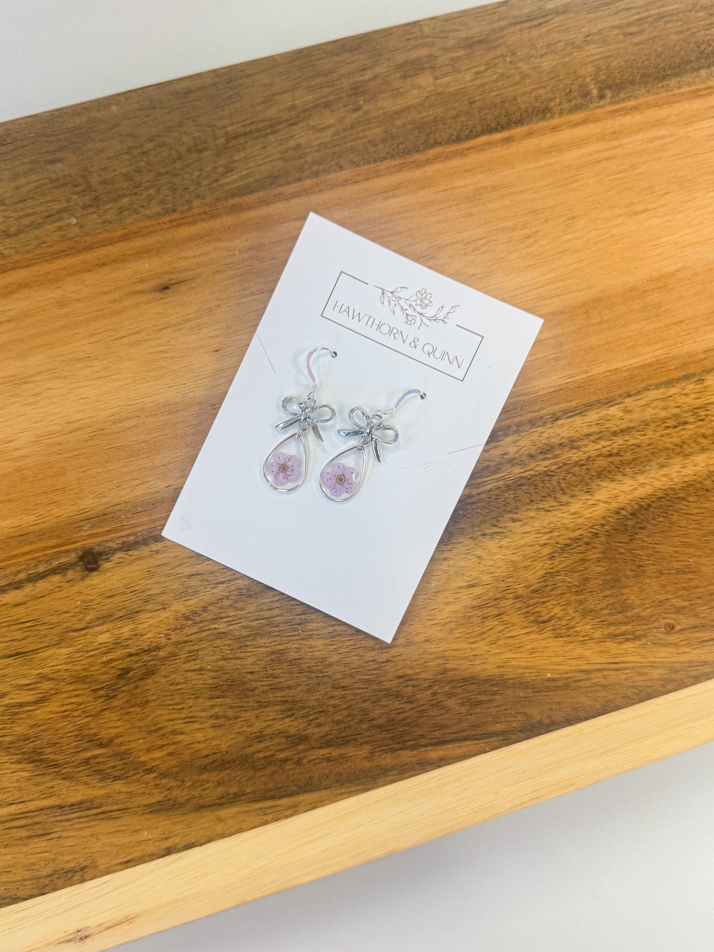 Bow + Teardrop Resin Dangle Earrings