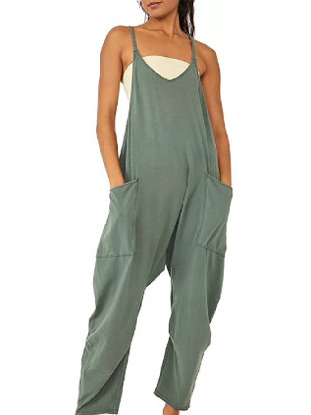 Double Shoulder Sage Jumpsuit