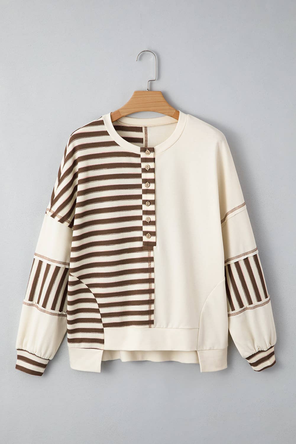 Stitched Patchwork Oversized Pullover