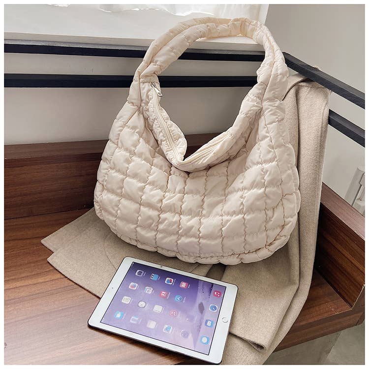 Quilted Zipper Large Shoulder Bag