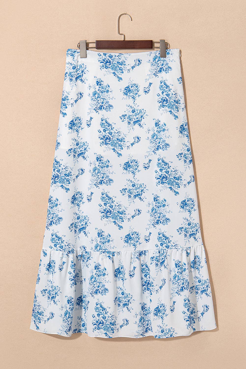 Floral Slit Ruffle Skirt