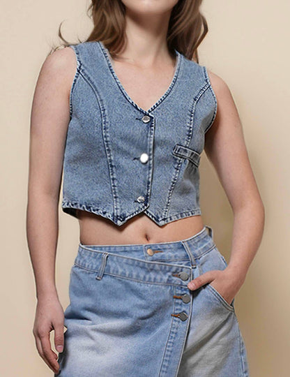 V-Neck Denim Vest