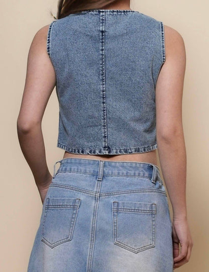 V-Neck Denim Vest