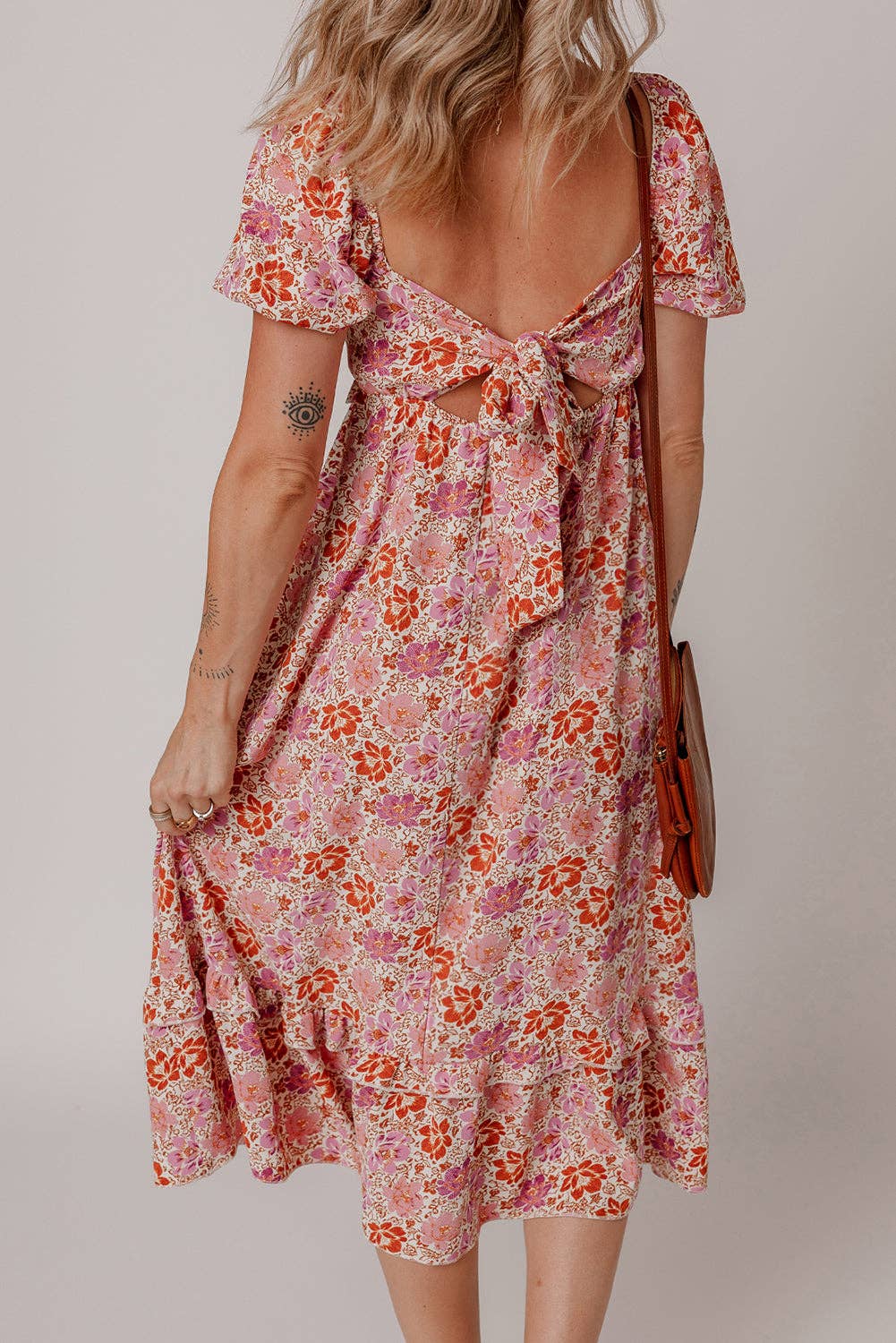 Floral Bow Back Midi Dress