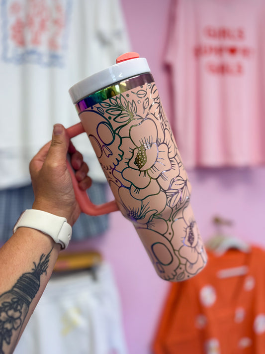 Floral Skulls 40oz Tumbler