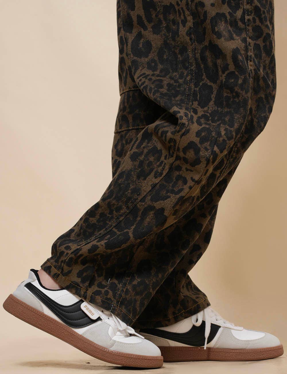 Leopard Denim Barrel Jeans