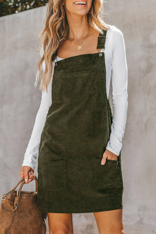 Sleeveless Corduroy Overall Dress