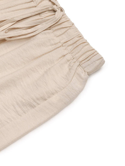 Relaxed Fit High-Waisted Drawstring Trousers