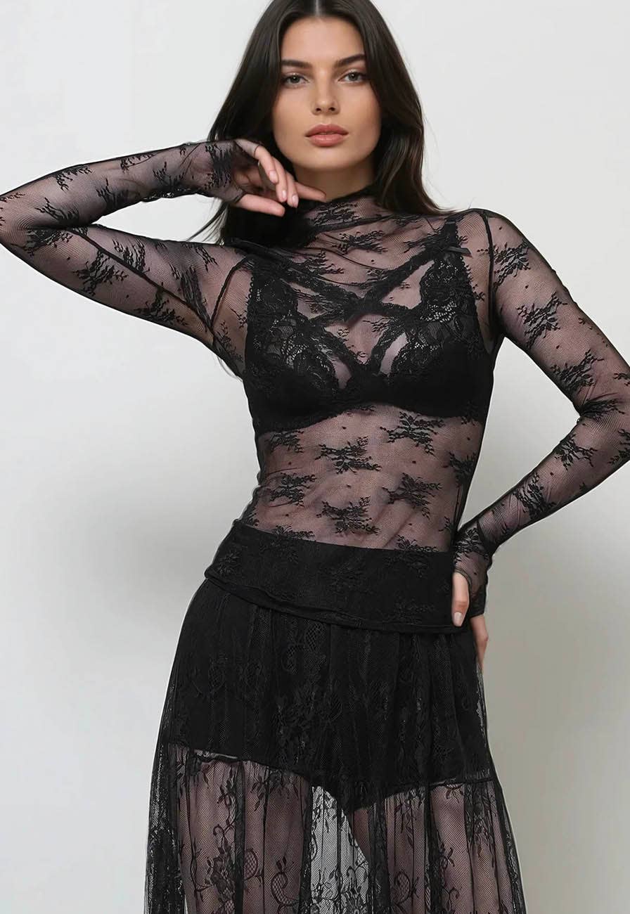 Floral Mesh Top