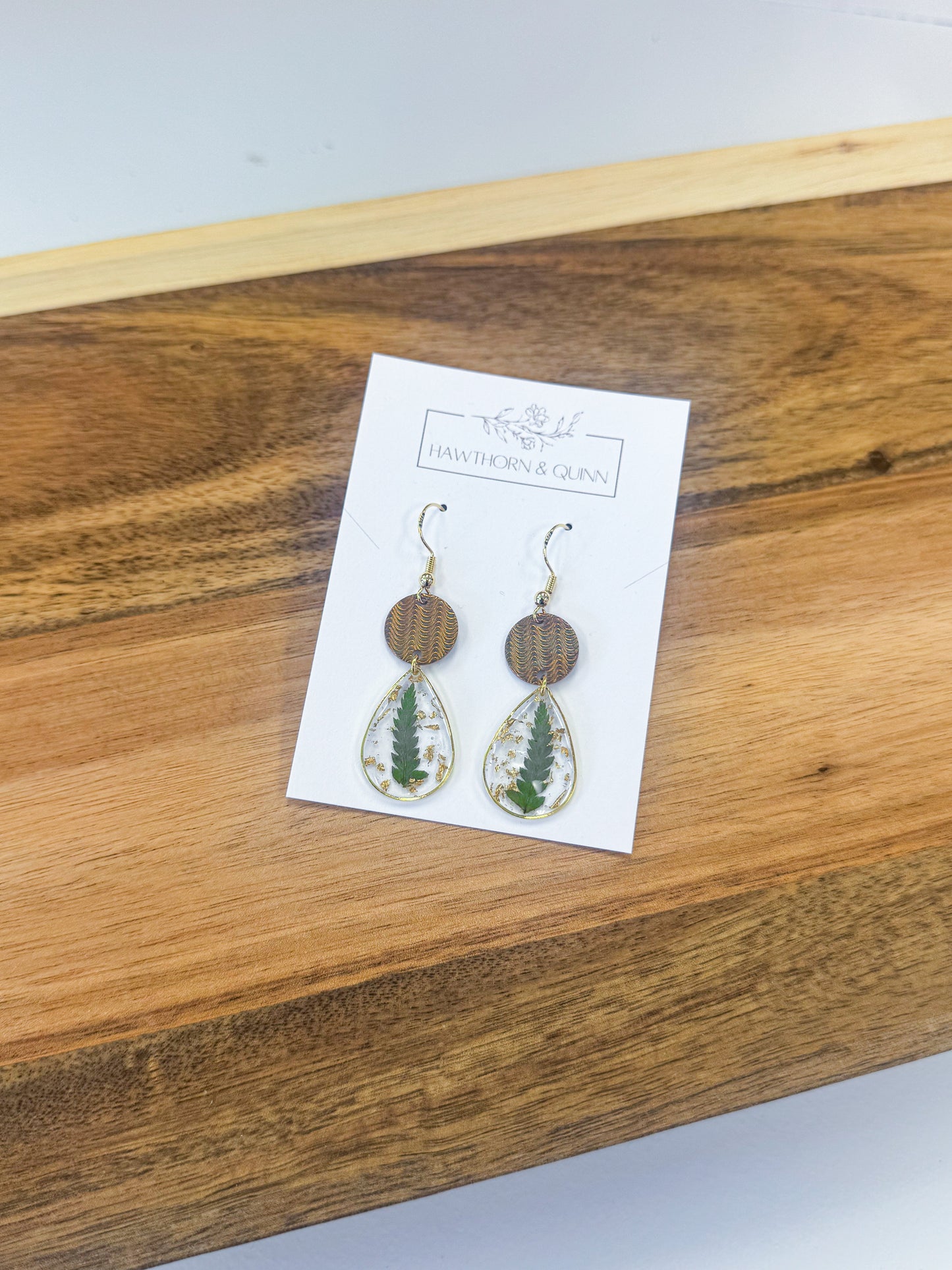 Two Teired Texture Resin Dangle Earrings