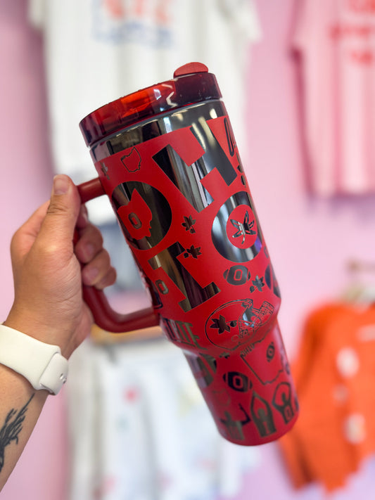 Red Football 40oz Tumbler
