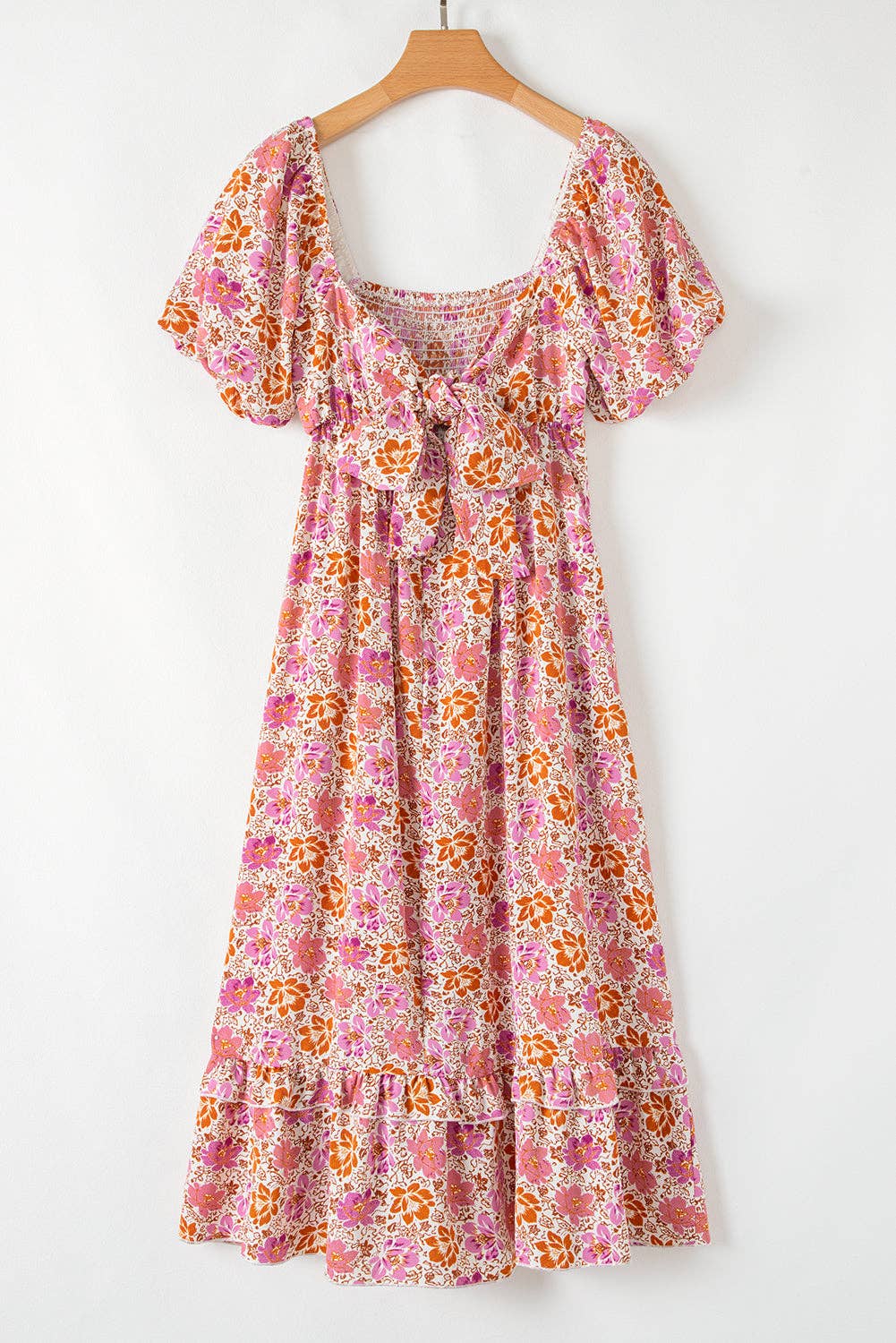 Floral Bow Back Midi Dress