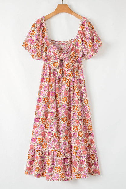 Floral Bow Back Midi Dress