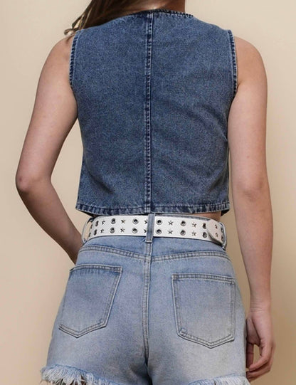 V-Neck Denim Vest