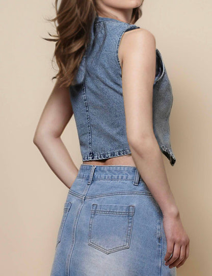 V-Neck Denim Vest