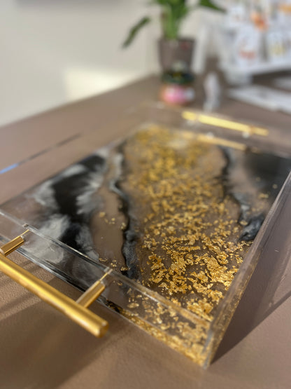 Gold & Black Acrylic with Resin Tray