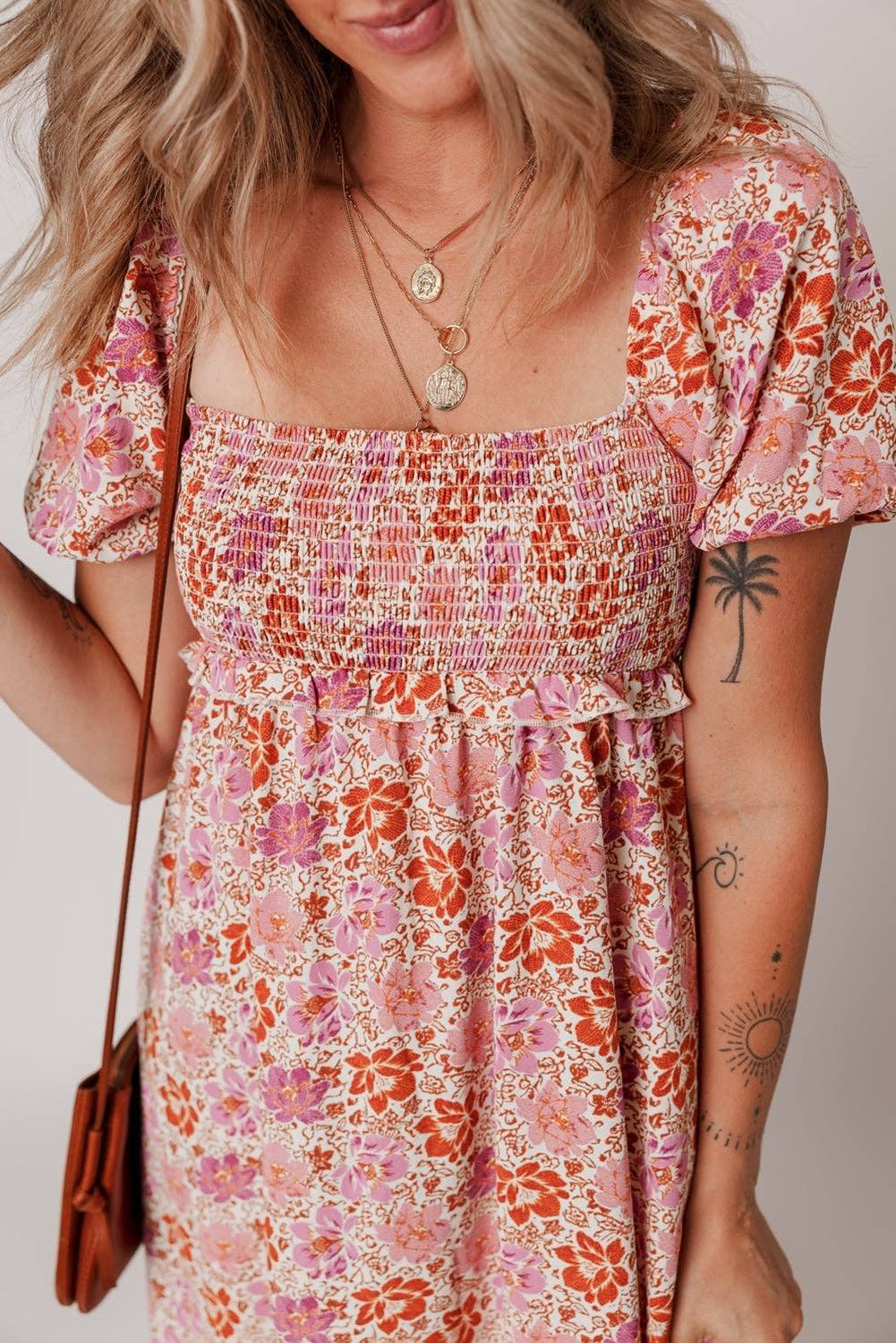 Floral Bow Back Midi Dress