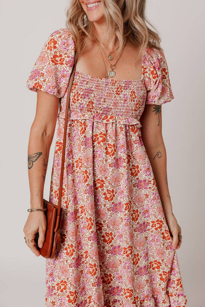 Floral Bow Back Midi Dress