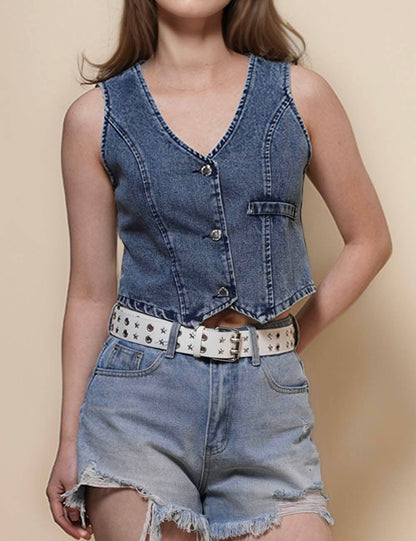 V-Neck Denim Vest
