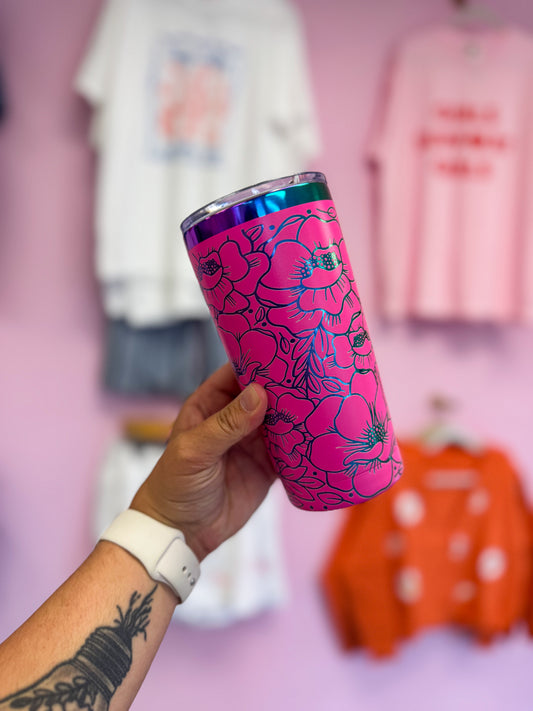 Floral Glitz Hot Pink 20oz Tumbler
