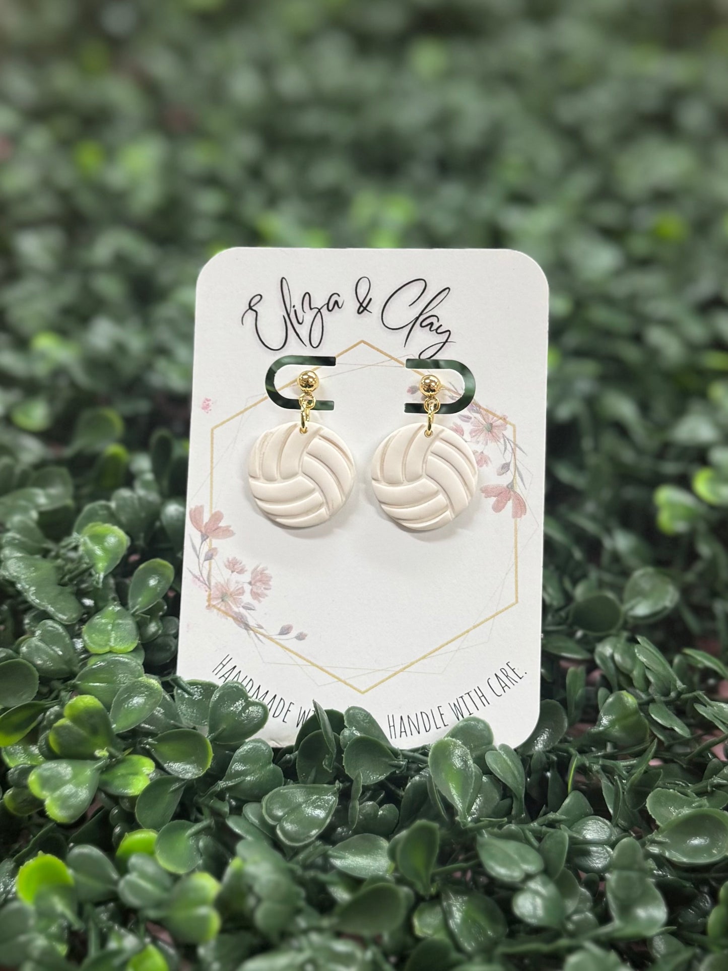 Volleyball Clay Earring Studs