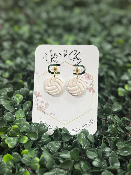 Volleyball Clay Earring Studs