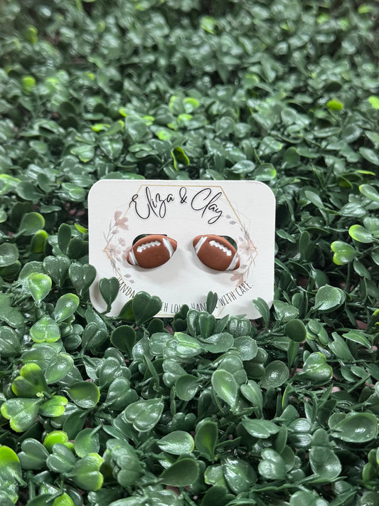 Football Clay Earring Studs