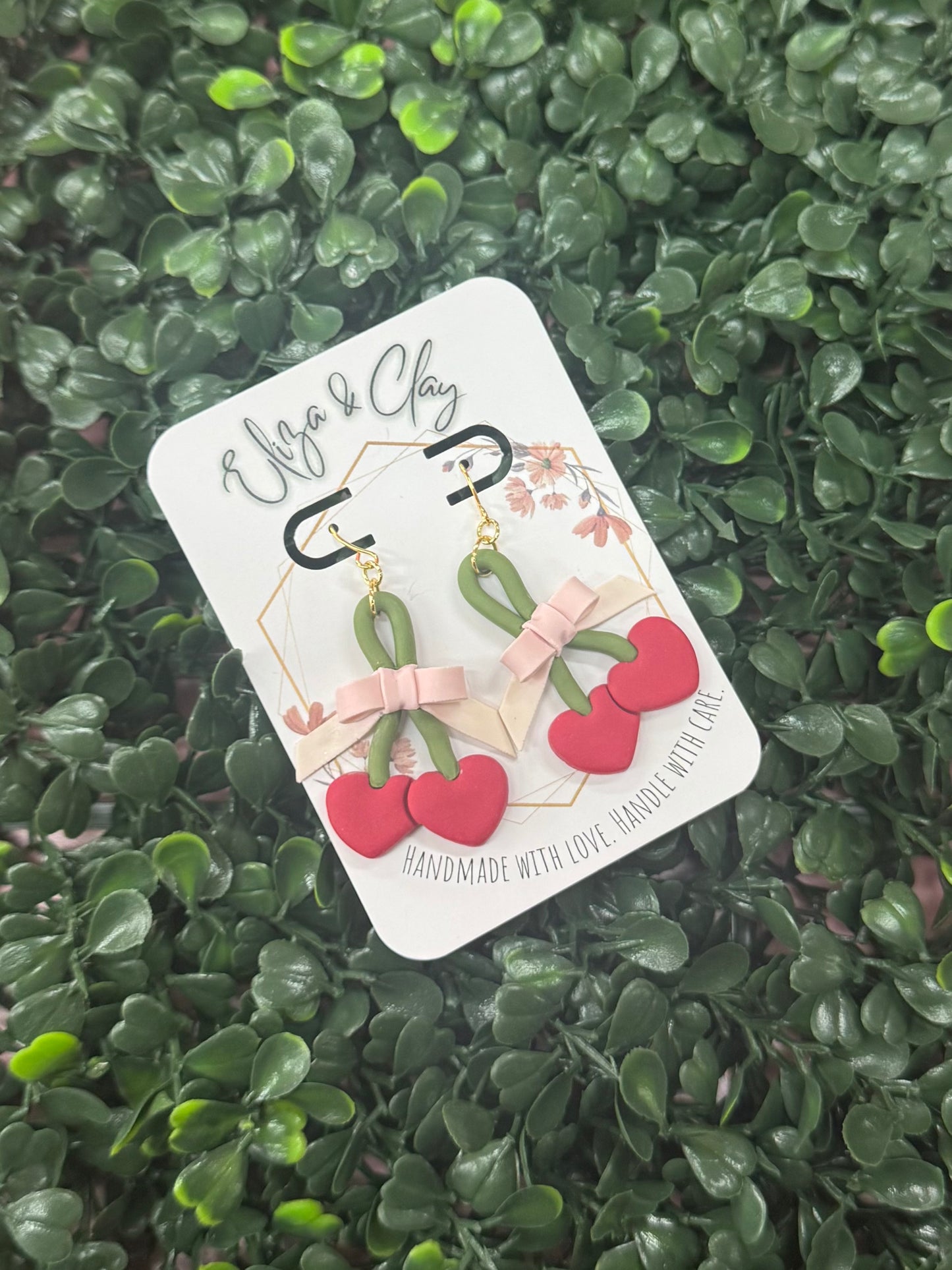 Cherry & Bow Clay Earring Dangles