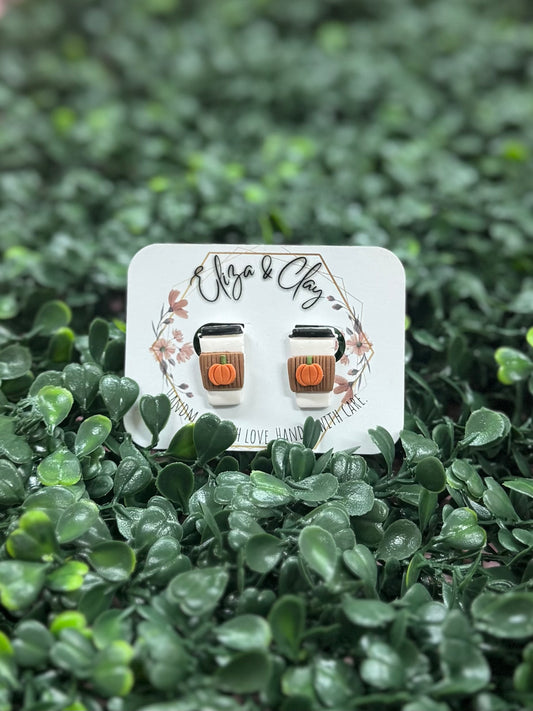 Pumpkin Latte Clay Earring Studs