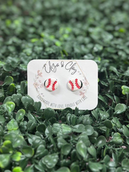 Baseball Clay Earring Studs